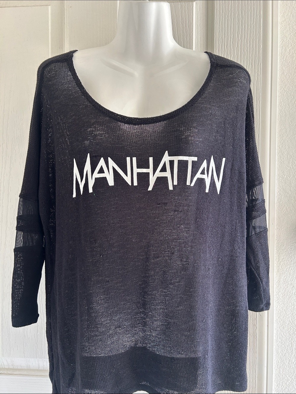Divided Black Sheer 'Manhattan' Graphic Top
